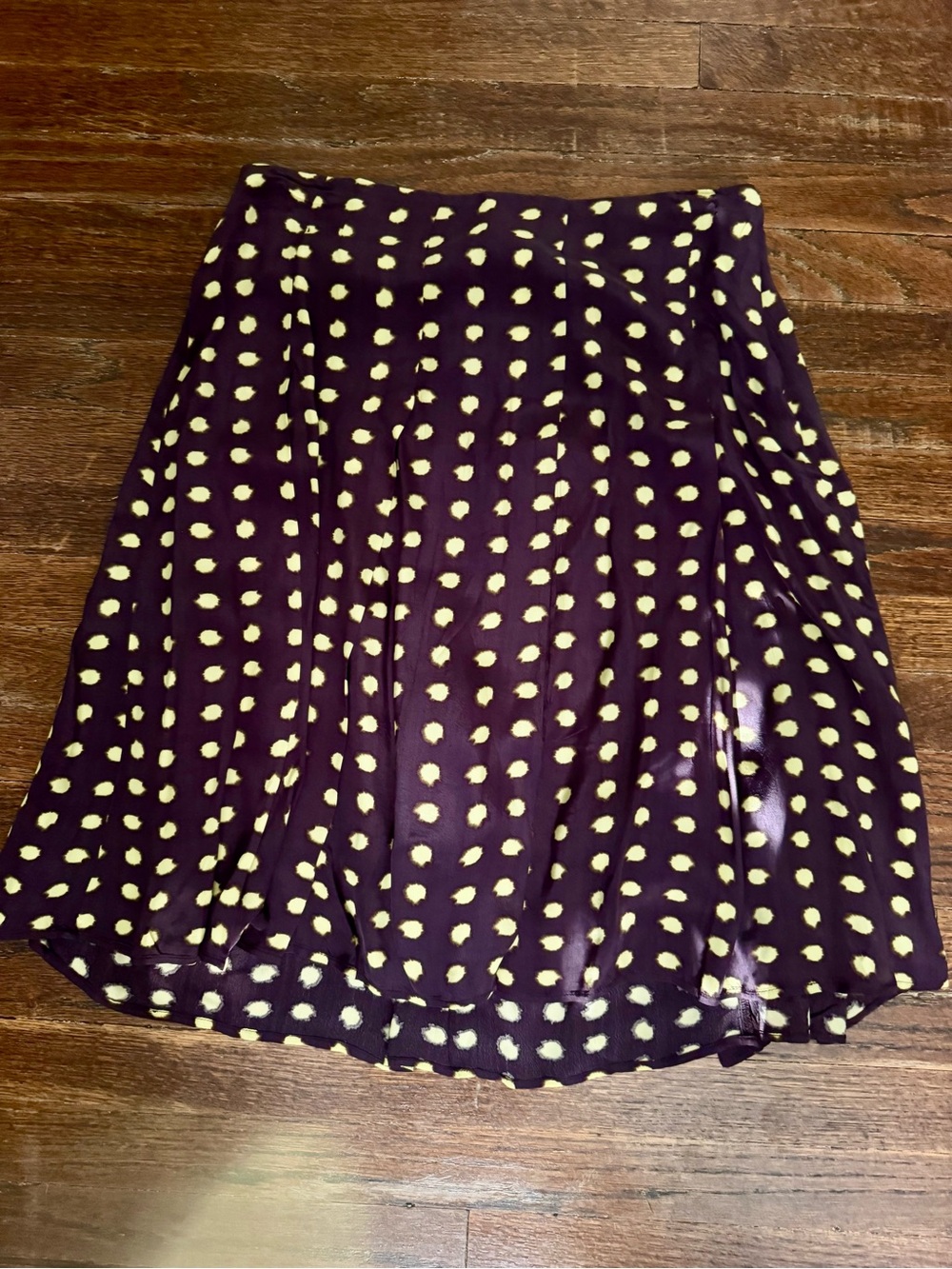 J. Crew Plum A-Line Skirt with Cream Polka Dots